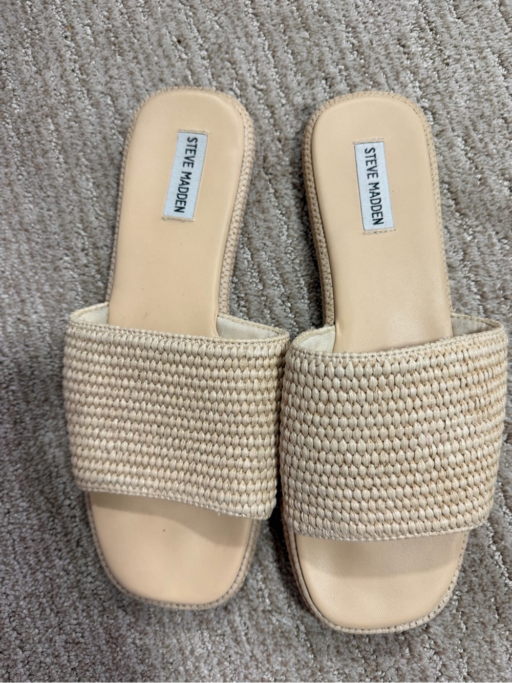 Steve Madden Cream Woven Slide Mules